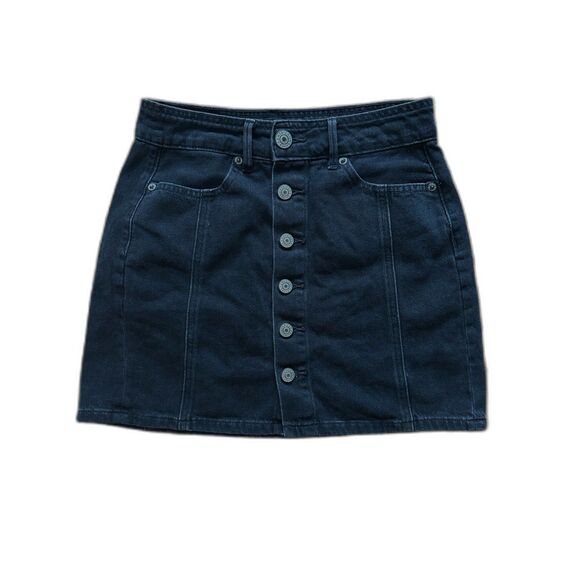 American Eagle Outfitters Dresses & Skirts - American Eagle Hi Rise A Line Skirt, High Waisted, Black Denim. Size 00. EUC